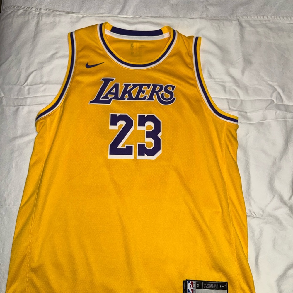 Lebron James Nike Yellow and Purple Lakers Jersey